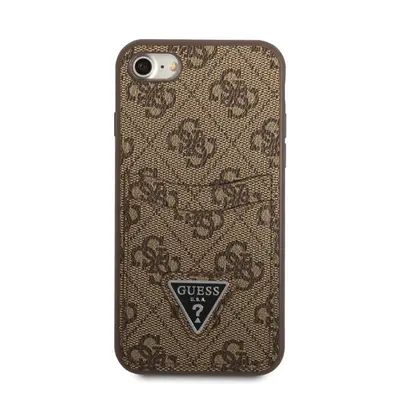 Guess 4G Saffiano Double Card Apple iPhone SE 2022/2020/8/7 bőr hátlap tok, barna