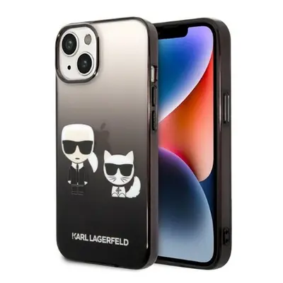 Karl Lagerfeld Gradient Ikonik Karl & Choupette Apple iPhone 14 hátlap tok, fekete