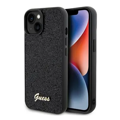 Guess Disco Metal Script Apple iPhone 15 hátlap tok, fekete