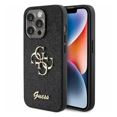 Guess Glitter Script Big 4G Apple iPhone 15 Pro hátlap tok, fekete