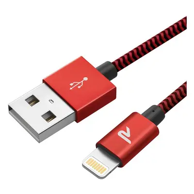 Rampow RAB12 USB / Lightning MFi töltő- és adatkábel, 3m, piros-fekete