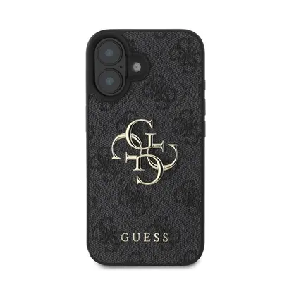 Guess PU 4G Metal Logo Apple iPhone 16 hátlap tok, szürke