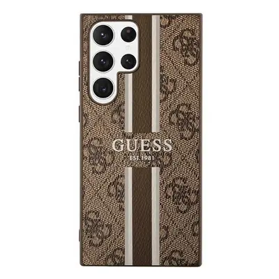 Guess 4G Printed Stripe Samsung Galaxy S23 Ultra szilikon tok, barna