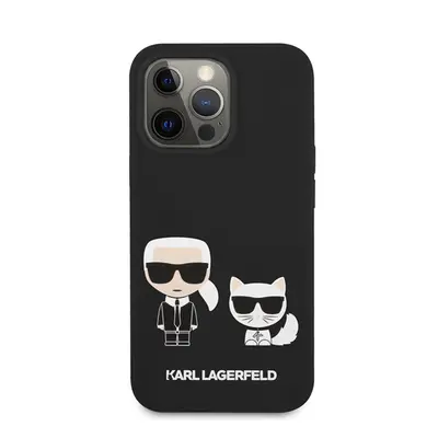 Karl Lagerfeld and Choupette Liquid szilikon hátlap tok Apple iPhone 13 Pro, fekete