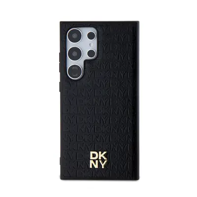 DKNY PU Leather Repeat Pattern Stack Logo Magsafe Samsung Galaxy S24 Ultra hátlap tok, fekete