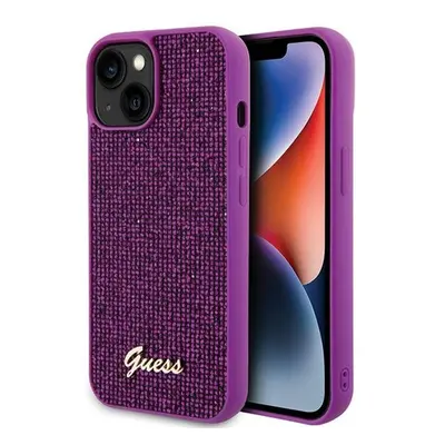 Guess Disco Metal Script Apple iPhone 15 hátlap tok, fuksia