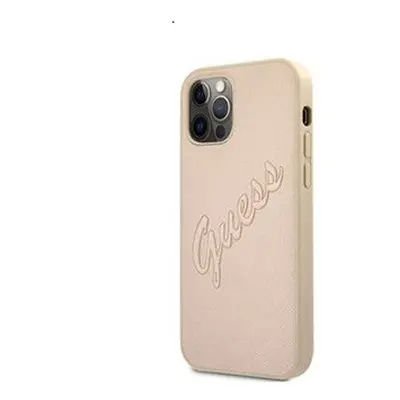 Guess PU Saffiano Vintage Script Apple iPhone 12 Pro Max hátlap tok, arany