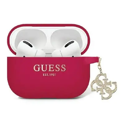 Guess Liquid Silicone Glitter Triangle Charm Apple AirPods Pro 2 2022 / 2023 magenta