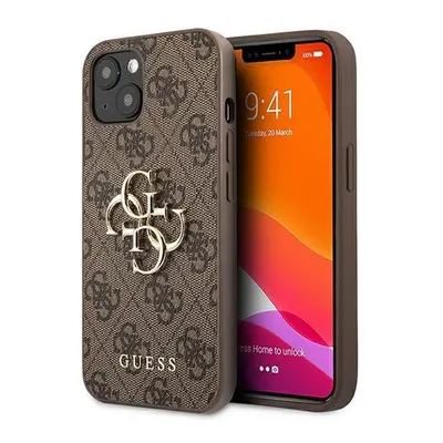 Guess PU 4G Metal Logo Apple iPhone 13 mini hátlap tok, barna