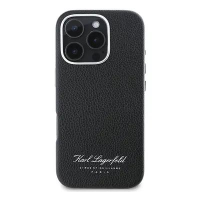 Karl Lagerfeld Grained PU Hotel RSG iPhone 16 Pro hátlap tok, fekete