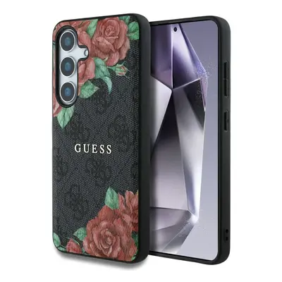 Guess Leather 4G Flowers Print Metal Classic Logo MagSafe Samsung Galaxy S25 kemény hátlap tok, 