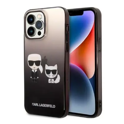 Karl Lagerfeld Gradient Ikonik Karl & Choupette Apple iPhone 14 Pro hátlap tok, fekete