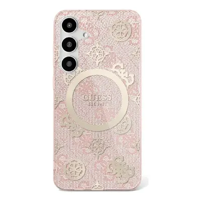 Guess 4G Background Gold Electroplated Peony Pattern Samsung Galaxy S25 MagSafe kemény hátlap to