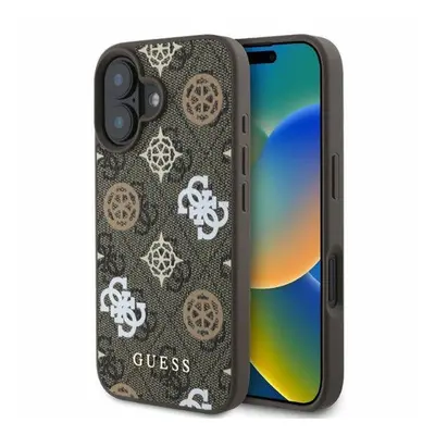 Guess Peony On 4G Background Apple iPhone 16 MagSafe kompatibilis tok, barna GUHMP16SP4PWPW