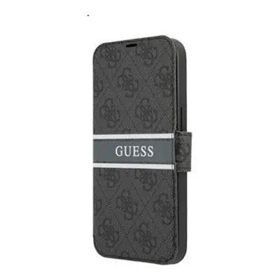 Guess PU 4G Printed Stripe Apple iPhone 13 mini flip tok, szürke