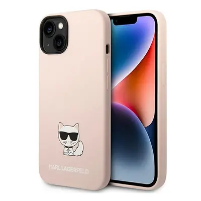 Karl Lagerfeld Silicone Choupette Body Apple iPhone 14 Plus hátlap tok, halvány rózsaszín