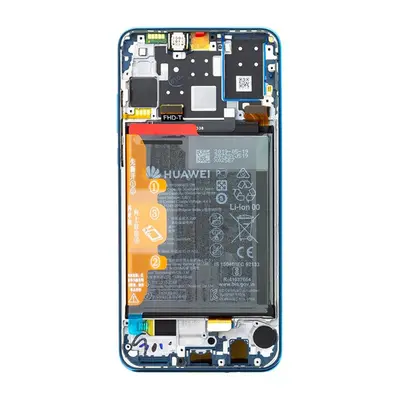 Huawei P30 Lite (2020) kompatibilis LCD modul kerettel, akkumulátorral, gyári, kék