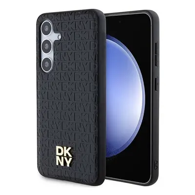 DKNY Leather Pattern Metal Logo Samsung Galaxy S24 (S921) Magsafe hátlap tok, fekete DKHMS24SPSH