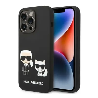 Karl Lagerfeld Liquid Silicone Karl & Choupette Apple iPhone 14 Pro Max Magsafe hátlap tok, feke