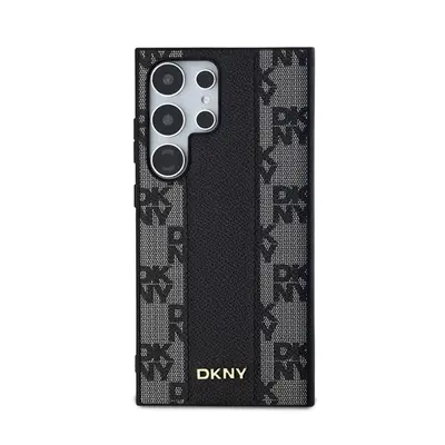 DKNY PU Leather Checkered Pattern Magsafe Samsung Galaxy S24 Ultra hátlap tok, fekete