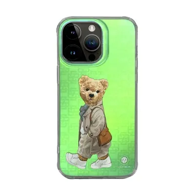 Zuck Bear French Riviera iPhone 15 Pro hátlap tok, kabát, neonzöld