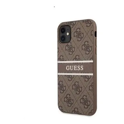 Guess PU 4G Printed Stripe Apple iPhone 11 hátlap tok, barna