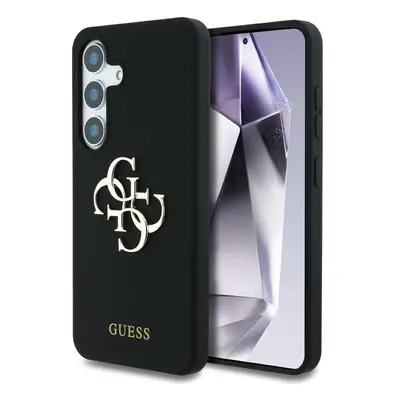 Guess Silicone Big 4G Logo Bottom Script Samsung Galaxy S25 hátlap tok, fekete