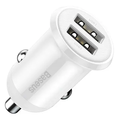 Baseus Grain Pro autós szivargyújtó gyorstöltő adapter 2xUSB, 24W, fehér