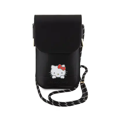 Hello Kitty PU Leather Daydreaming Logo Wallet telefontartó táska, fekete