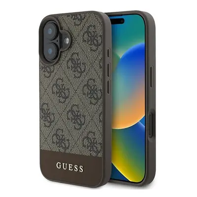 Guess 4G Bottom Stripe Apple iPhone 16 Plus hátlap tok, barna GUHCP16MG4GLBR