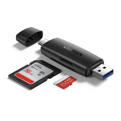 Ugreen CM304 USB + USB-C adapter SD + microSD kártyaolvasó, fekete