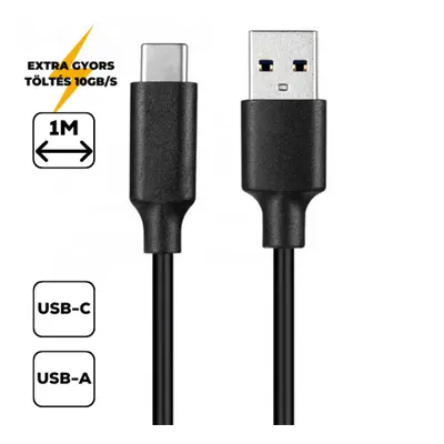 Cellect USB / Type-C töltő- és adatkábel, 1m, fekete