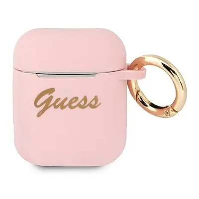 Guess Silicone Vintage Script Apple AirPods 1/2 tok, rózsaszín