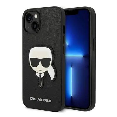 Karl Lagerfeld Head Saffiano bőr hátlap tok Apple iPhone 14 Plus, fekete