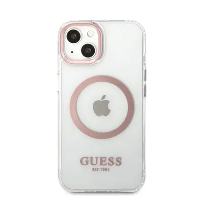 Guess Transparent MagSafe Apple iPhone 13 hátlap tok, rózsaszín