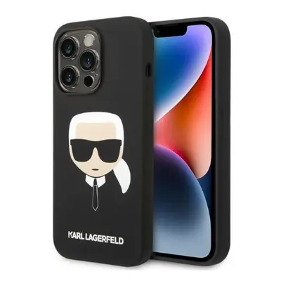 Karl Lagerfeld Silicone Karl&#039;s Head Apple iPhone 14 Pro Max Magsafe hátlap tok, fekete