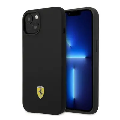 Ferrari Silicone Metal Apple iPhone 14 Plus Magsafe hátlap tok, fekete