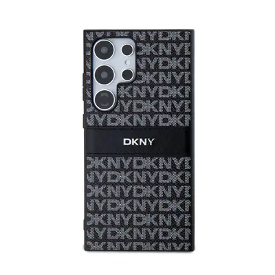 DKNY PC/TPU Repeat Pattern Tonal Stripe Samsung S24 Ultra hátlap tok, fekete