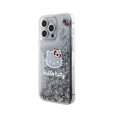 Hello Kitty Liquid Glitter Electroplating Head Logo Apple iPhone 15 Pro Max hátlap tok, átlátszó