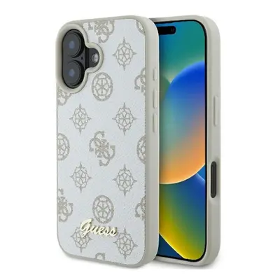 Guess Peony Script Logo iPhone 16 kemény hátlap tok, fehér GUHMP16SPGPYSH