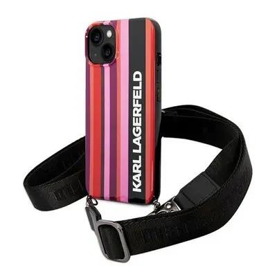 Karl Lagerfeld Color Stripes Strap Apple iPhone 14 Plus hátlap tok, rózsaszín