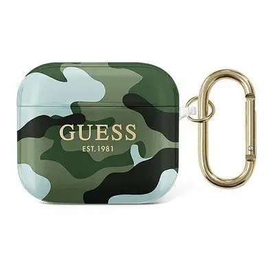 Guess Camo Collection Apple AirPods 3 tok, zöld-világoskék