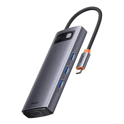 Baseus Metal Gleam Series 6 az 1-ben hub, USB-C - 3x USB 3.0 + HDMI + USB-C PD + VGA