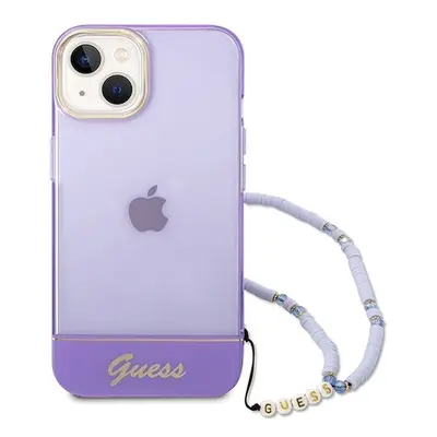 Guess Translucent Pearl Strap Apple iPhone 14 hátlap tok, lila