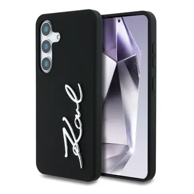 Karl Lagerfeld Silicone Metal Signature Logo Samsung Galaxy S25 szilikon tok, fekete