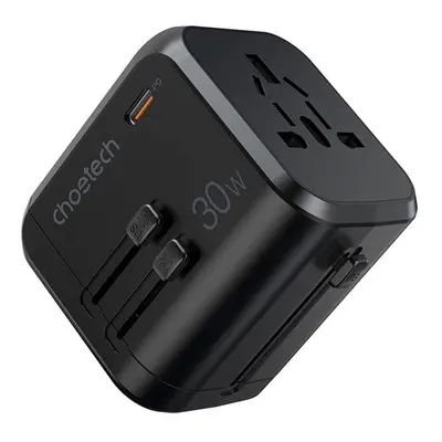 Choetech PD5008 hálózati töltő 3xUSB + Type-C, 30W GaN, fekete