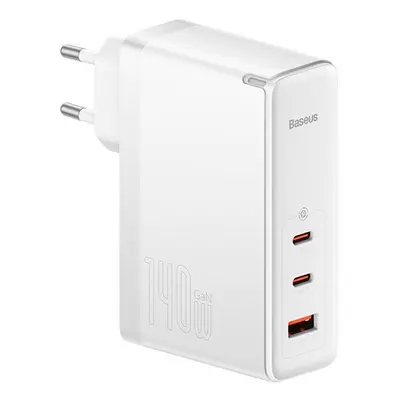 Baseus GaN5 Pro hálózati töltő 2xType-C + USB, 140W, fehér