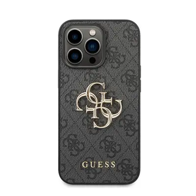 Guess PU 4G Metal Logo Apple iPhone 14 Pro hátlap tok, szürke