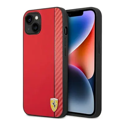 Ferrari Carbon Apple iPhone 14 Plus karbon hátlap tok, piros