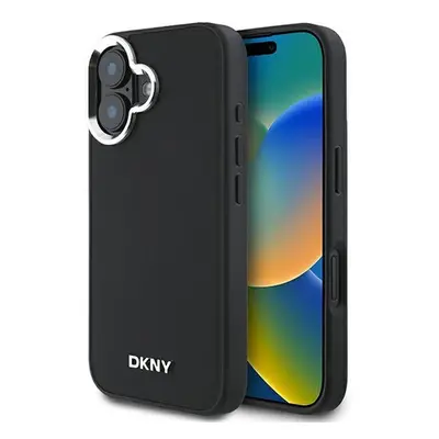 DKNY Plain Silver Logo iPhone 16 MagSafe hátlap tok, fekete DKHMP16SPSCMCLK